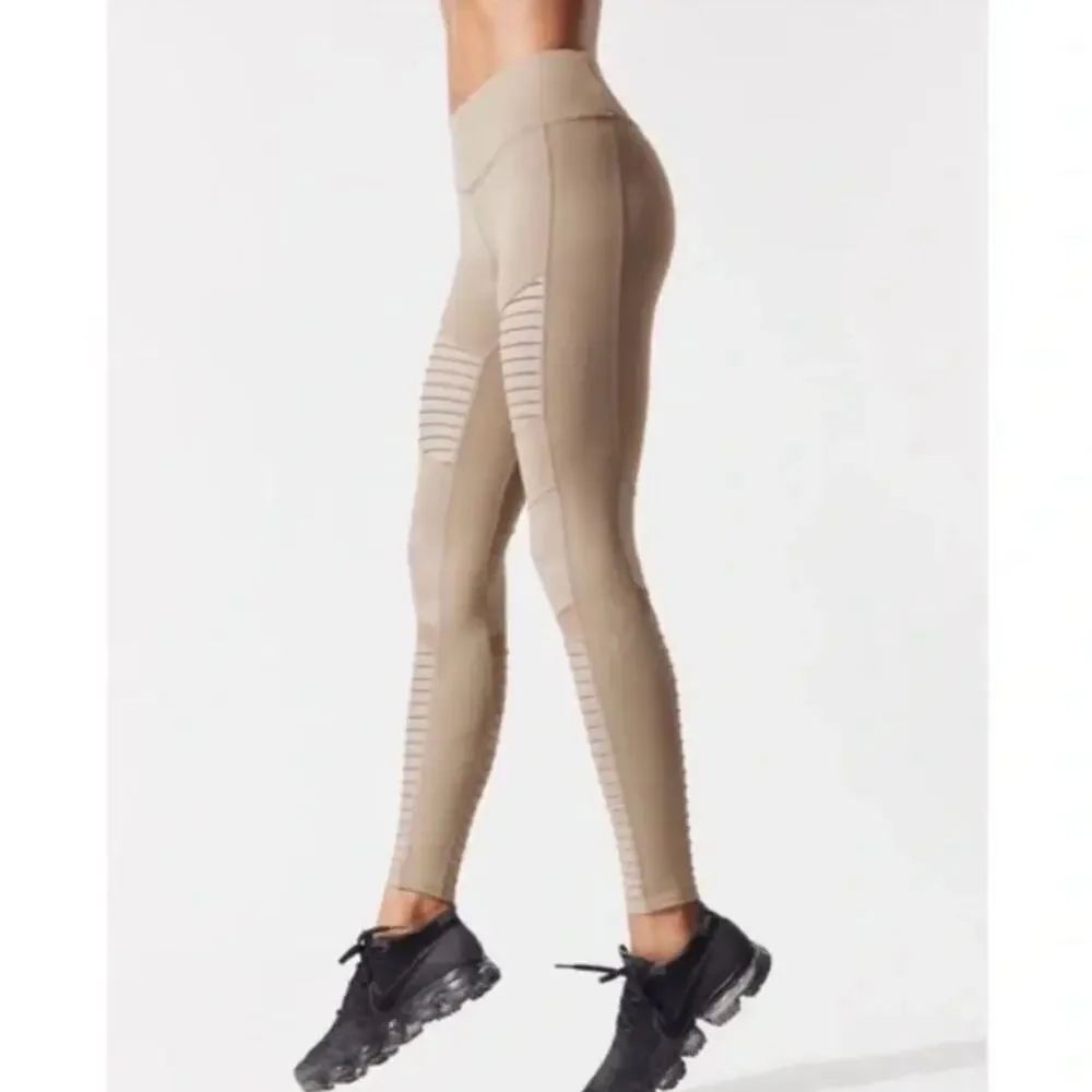 Alo Yoga Moto Gravel Gloss High Waisted Athletic Workout Gym Leggings Size S